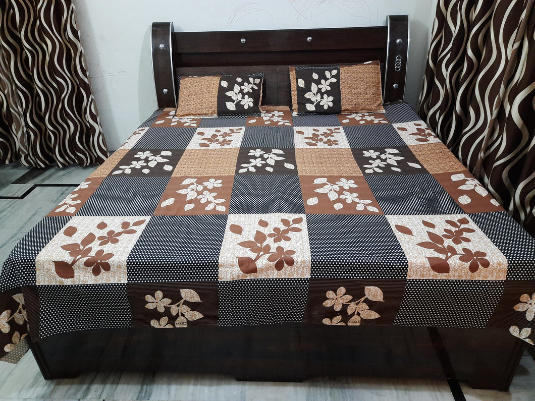 Bajaj Multicolor Double Bed Sheet With Two Pillow Covers