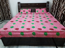 Load image into Gallery viewer, Bajaj Pink Color Plants Print Bedsheet With Two Pillow Covers
