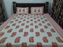 Load image into Gallery viewer, Multicolors Jaipuri Double Bedsheet With Two Pillow Covers
